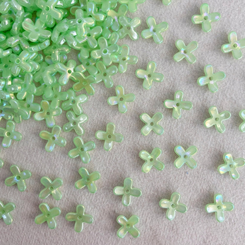 Perles de fleurs en acrylique avec paillettes dorées