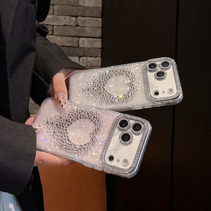 Cas de téléphone cardiaque à pointe de strass