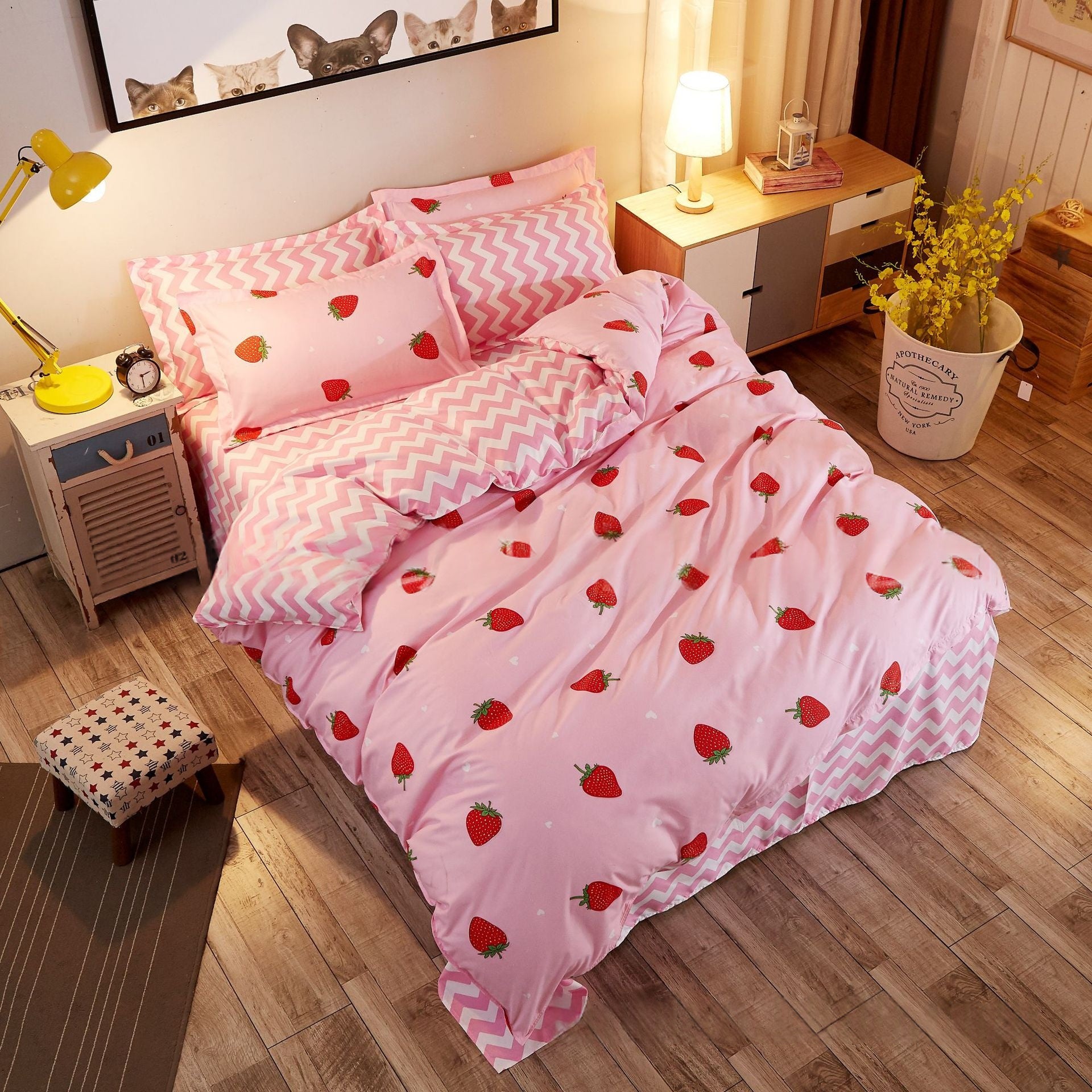 Ensemble de literie pour enfants avec housse de matelas et oreillers imprimés
