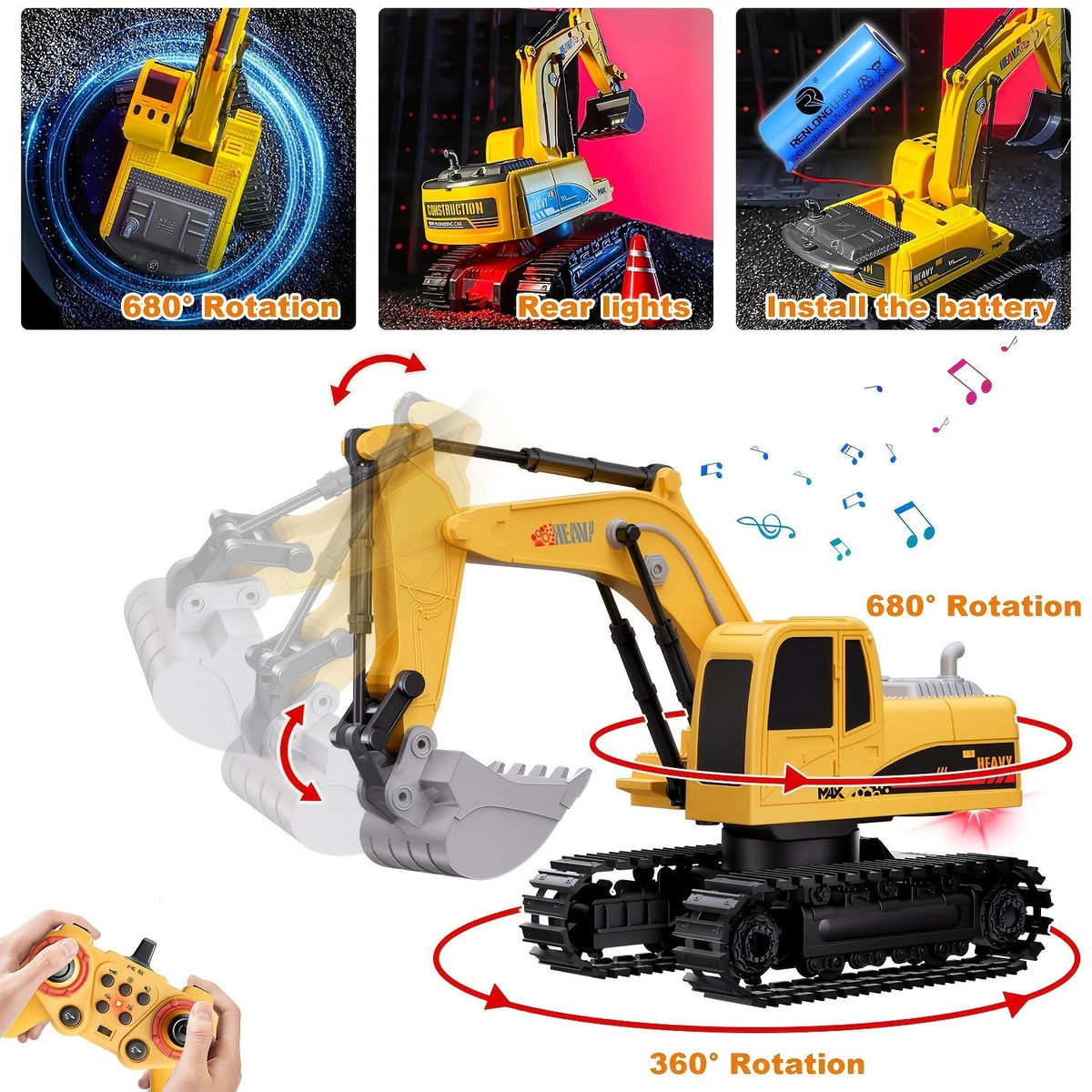 Remote Control Excavator Construction Vehicle Set Kids Educational Construction Toy