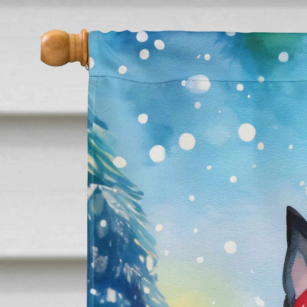 Boston Terrier Drapeau de Noël Maison Grande Manche de porc Pole décoratif extérieur Bannière de triage