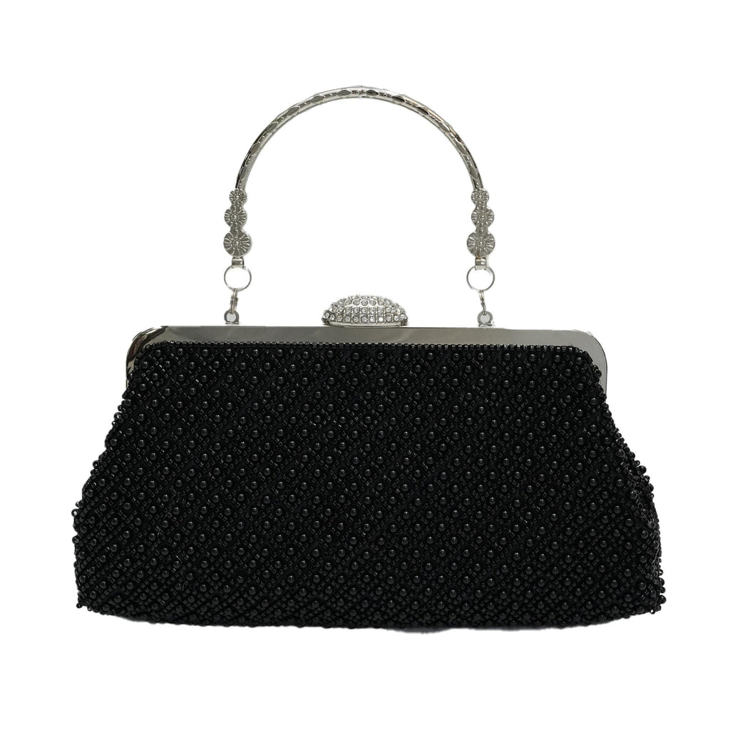 Sac d'embrayage en perles fines de couleur unie