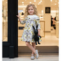 Filles Anniversaire Robe Princesse 1-7Y Gris Floral Party Robe Fleur Fille Mariage