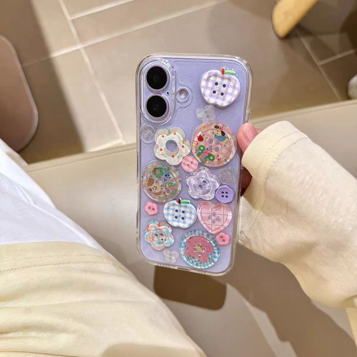 Étui 3D Epoxy Flower Bouton Téléphone