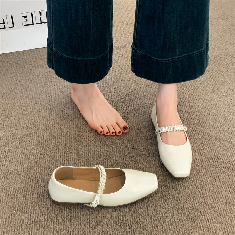 Femmes Minimalist Elegant en cuir métallisé Plats