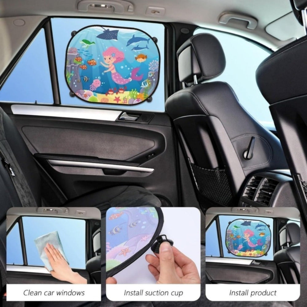 Set de 2 parasols de fenêtre de voiture avec 8 ventouses