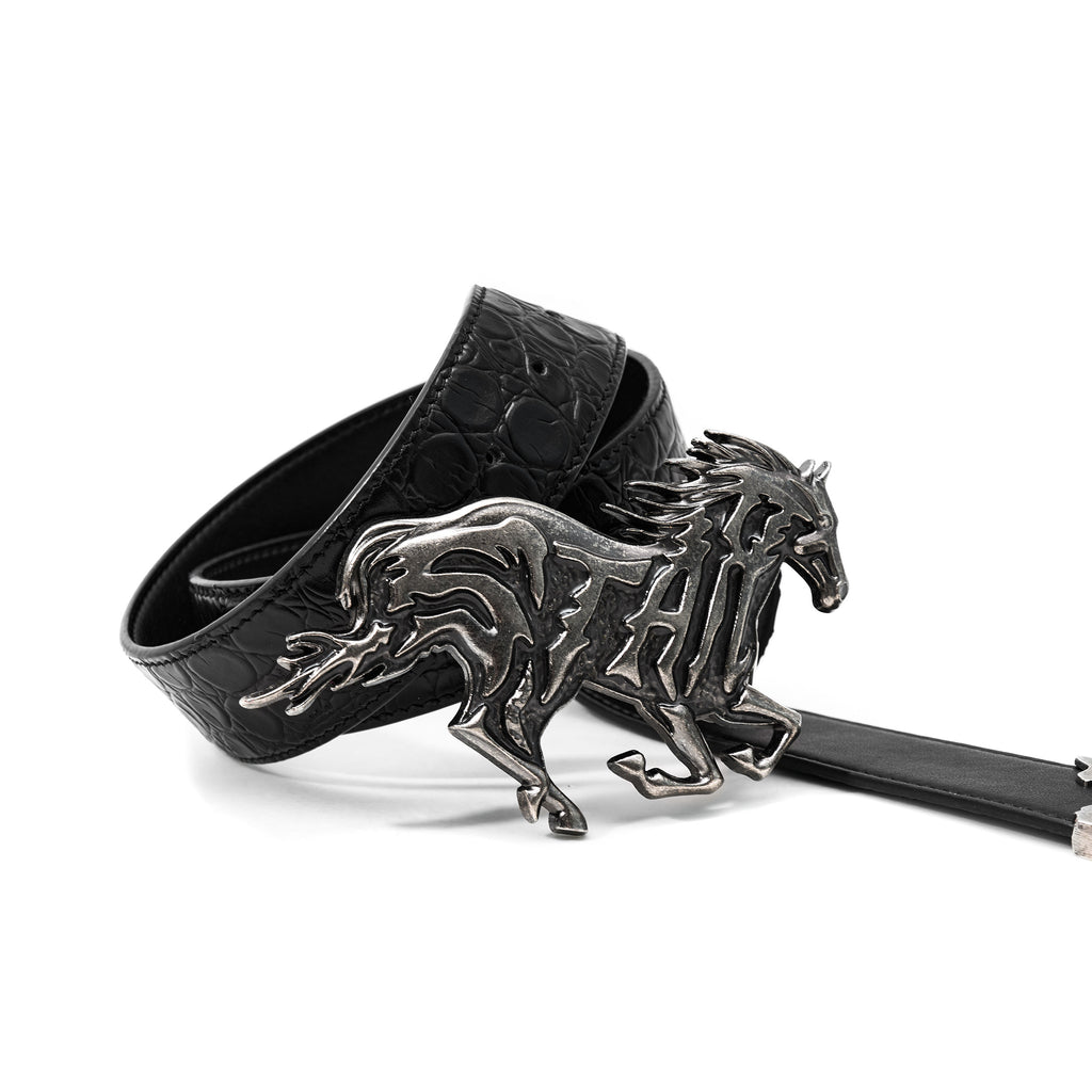 Ceinture en cuir embossée texturée