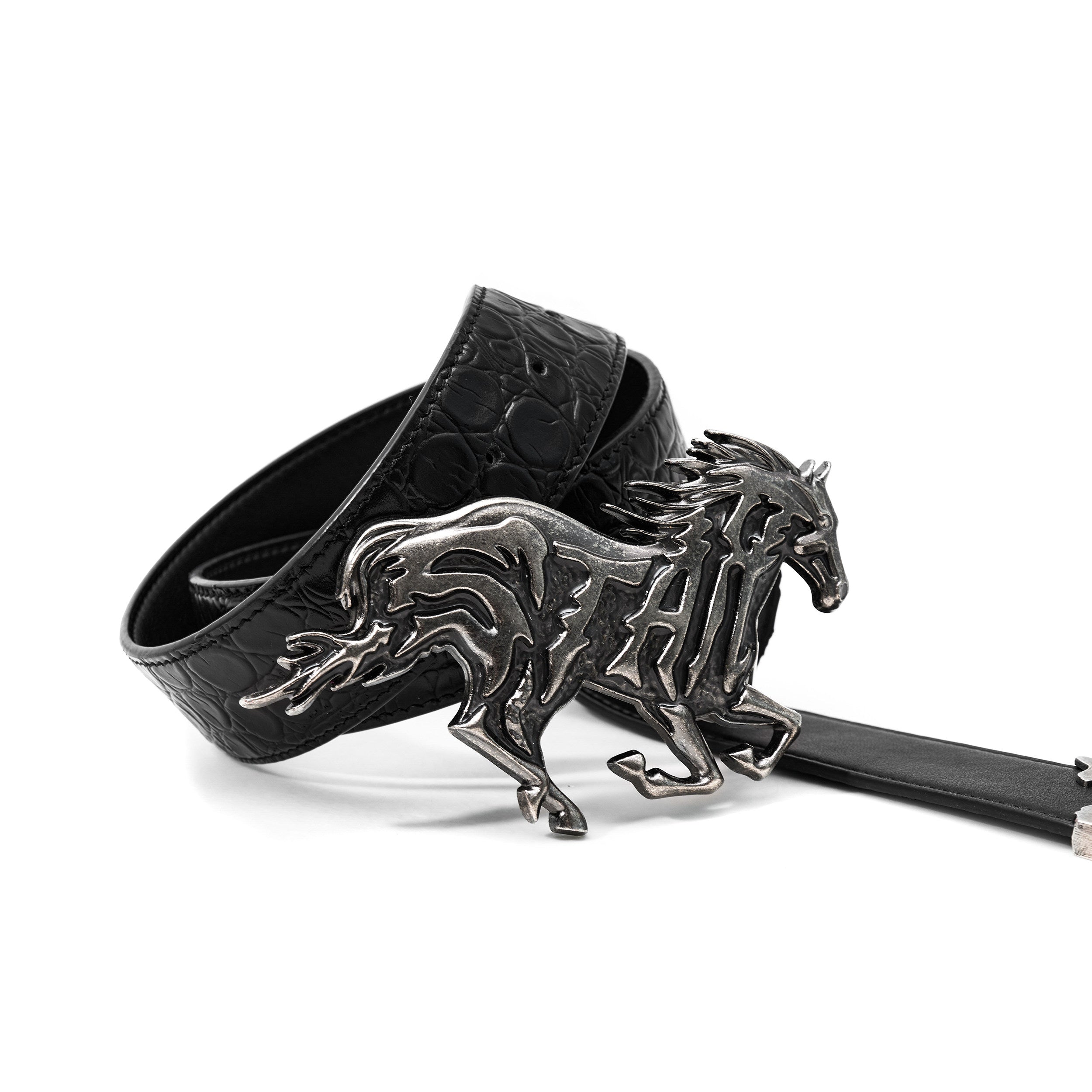 Ceinture en cuir embossée texturée