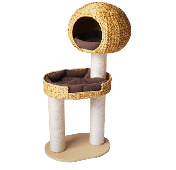 Green Song Woven Cat Climbing Frame with Thick Posts Cat Tree Cat Bed and Scratching Post