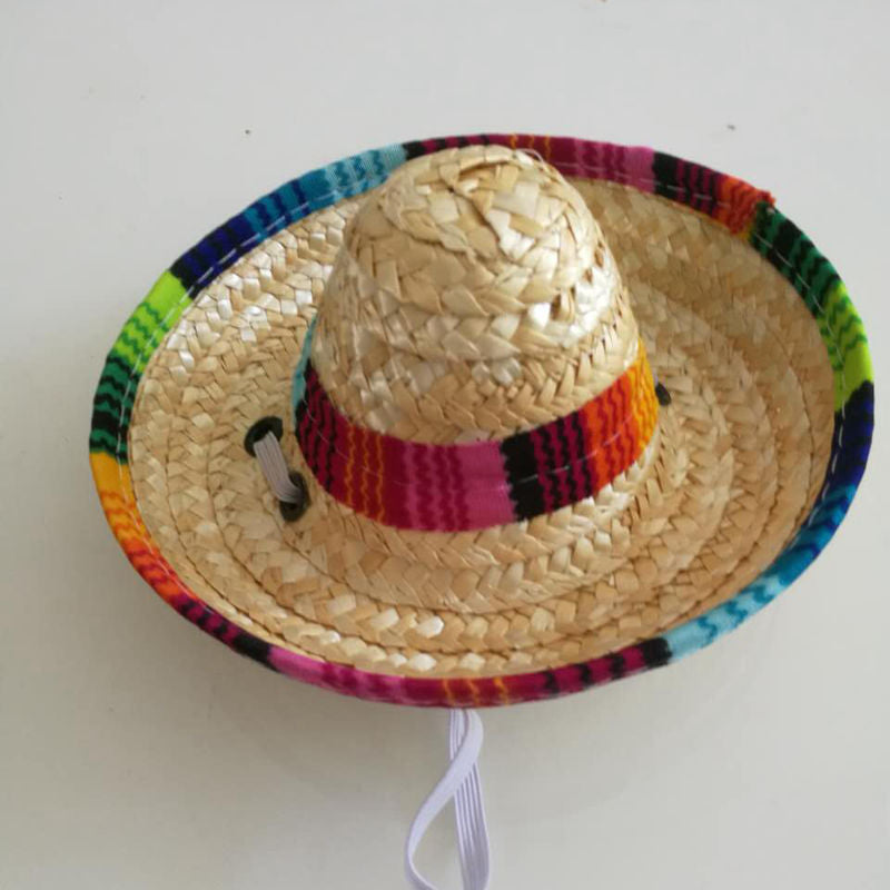 Fournitures pour animaux de compagnie Paille Woven Mini Dog Chapeau de paille Pet Mexicain Chapeau de paille Pet Cat Sun Hat