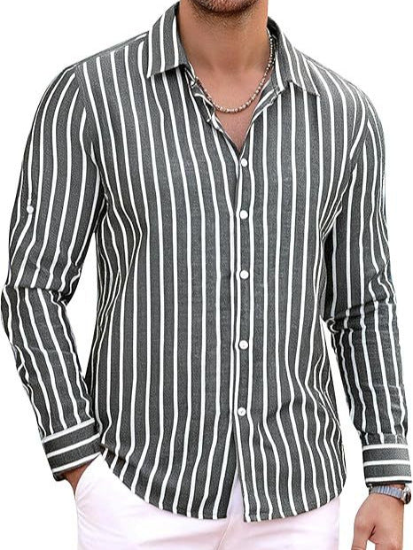Chemise à manches longues à manches longues classique rayéeQuatre-Way Stretch Top Homme