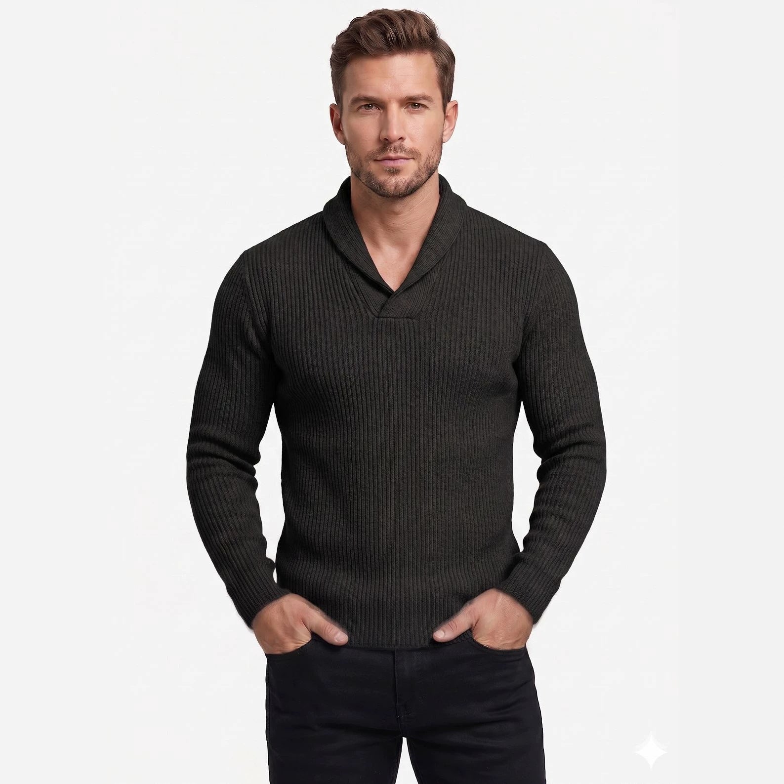 Homme Manches longues col V Slim-fit Sweater tricot