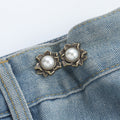 Perle cinq-pétale tour de taille boucle-cuivre-alliage-1 paire