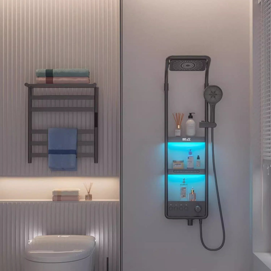 Thermostatique Digital-display Back Massager Salle de bain domestique Table de douche pour le bain et