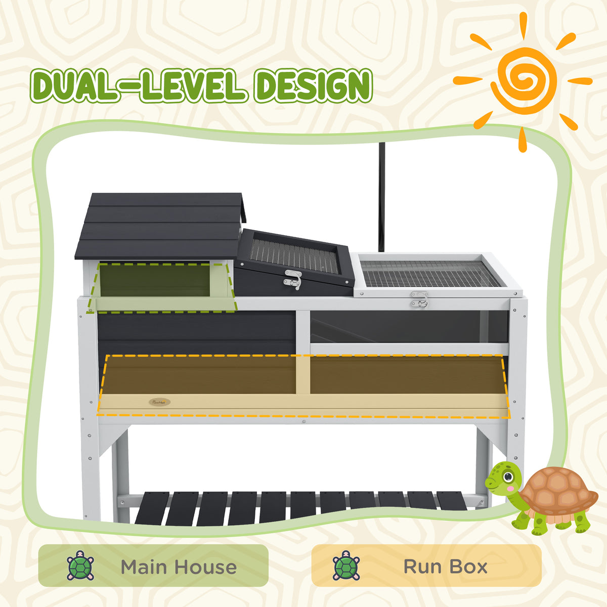 Maison de la tortue avec support de lampe réglable