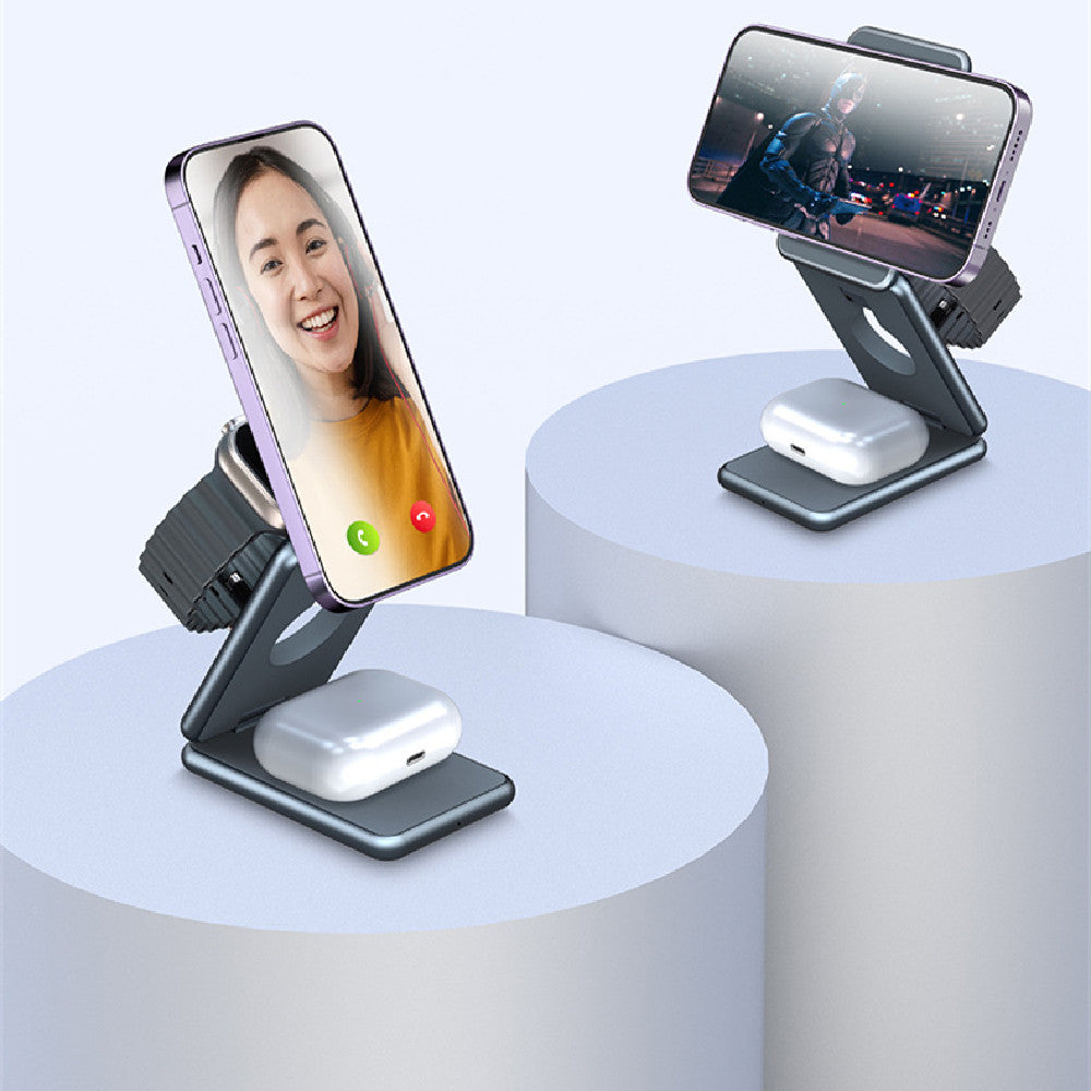 Magsafe15W Magnetic Watch Casque de téléphone mobile Chargeur sans fil pliant trois en un