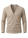 Men's Spring Autumn Lin T Shirt Men S Shirt European Size V Neck Blazer Long Sleeve Fash