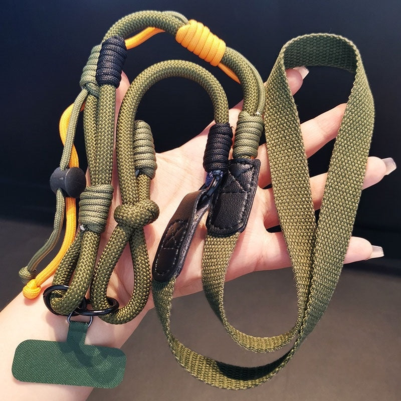 Long Crossbody Color-Block Woven Téléphone Lanyard