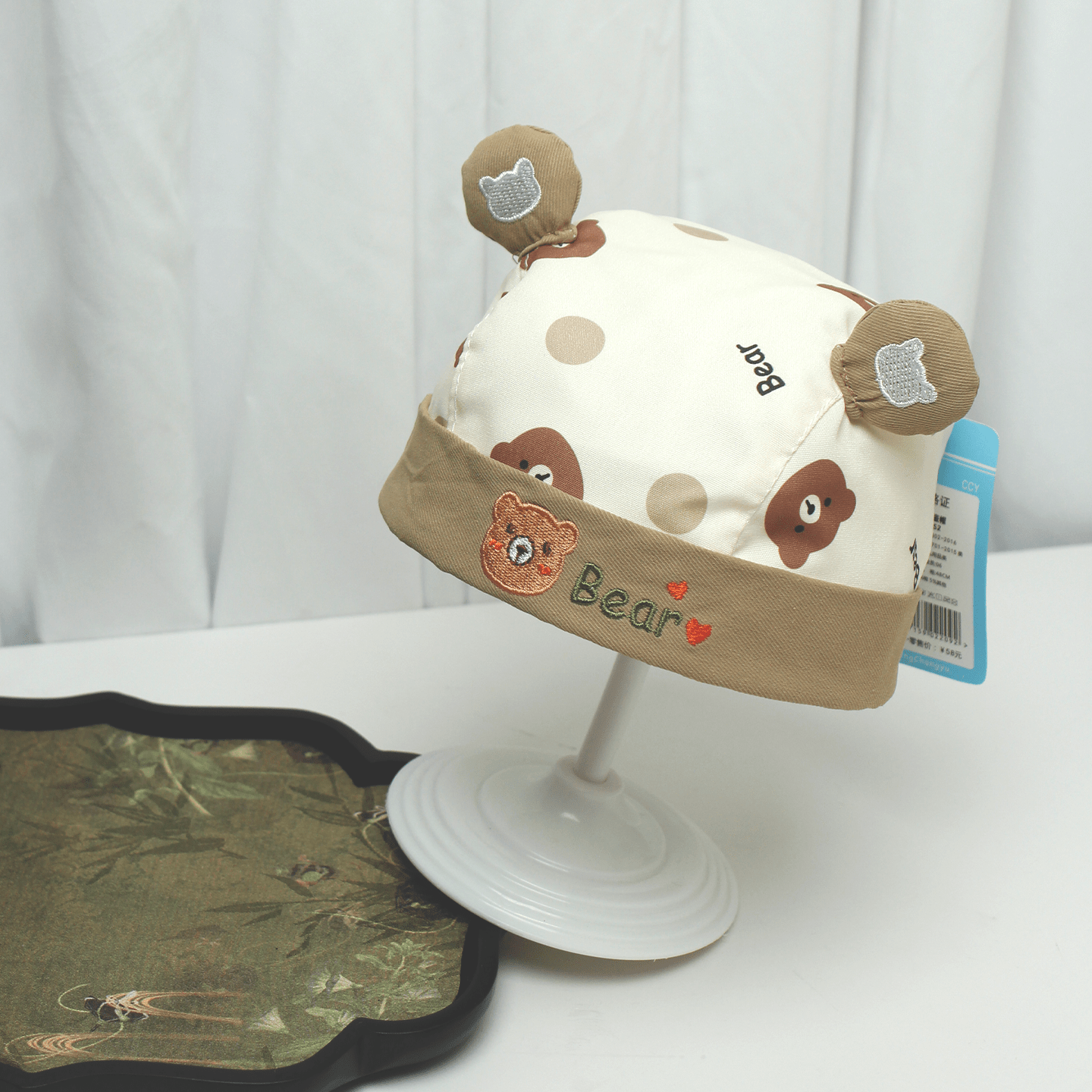 Été Baby-style tête d'ours de dessin animé brodé trois dimensions oreilles rembourrées Soft Top Com