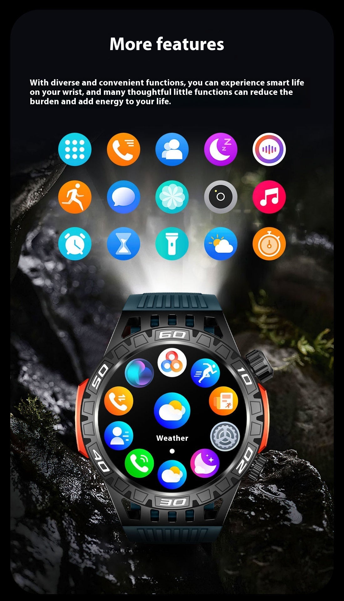 Bluetooth extérieur appelant HT22 Boussole lampe de poche fréquence cardiaque pression artérielle plus que spor