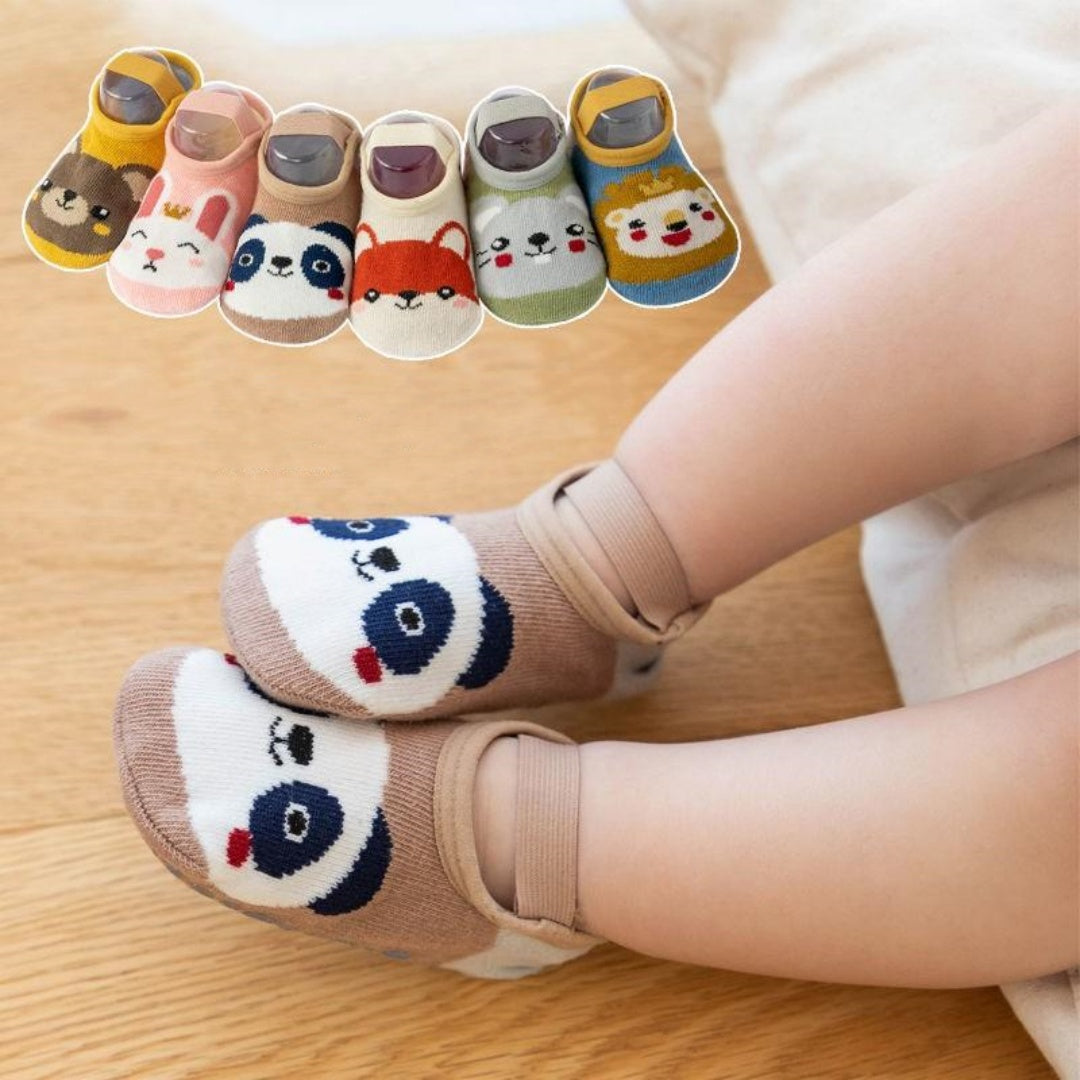 Chaussettes de coton antidérapantes imprimées mignons pour nourrissons et jeunes enfants