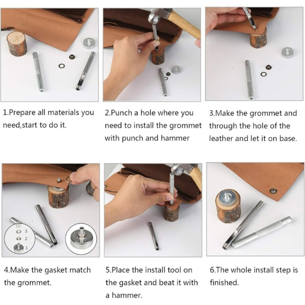 Ensemble de oeillets en métal avec outil d'installation – 100 oeillets de différentes tailles – Eyelet complet K