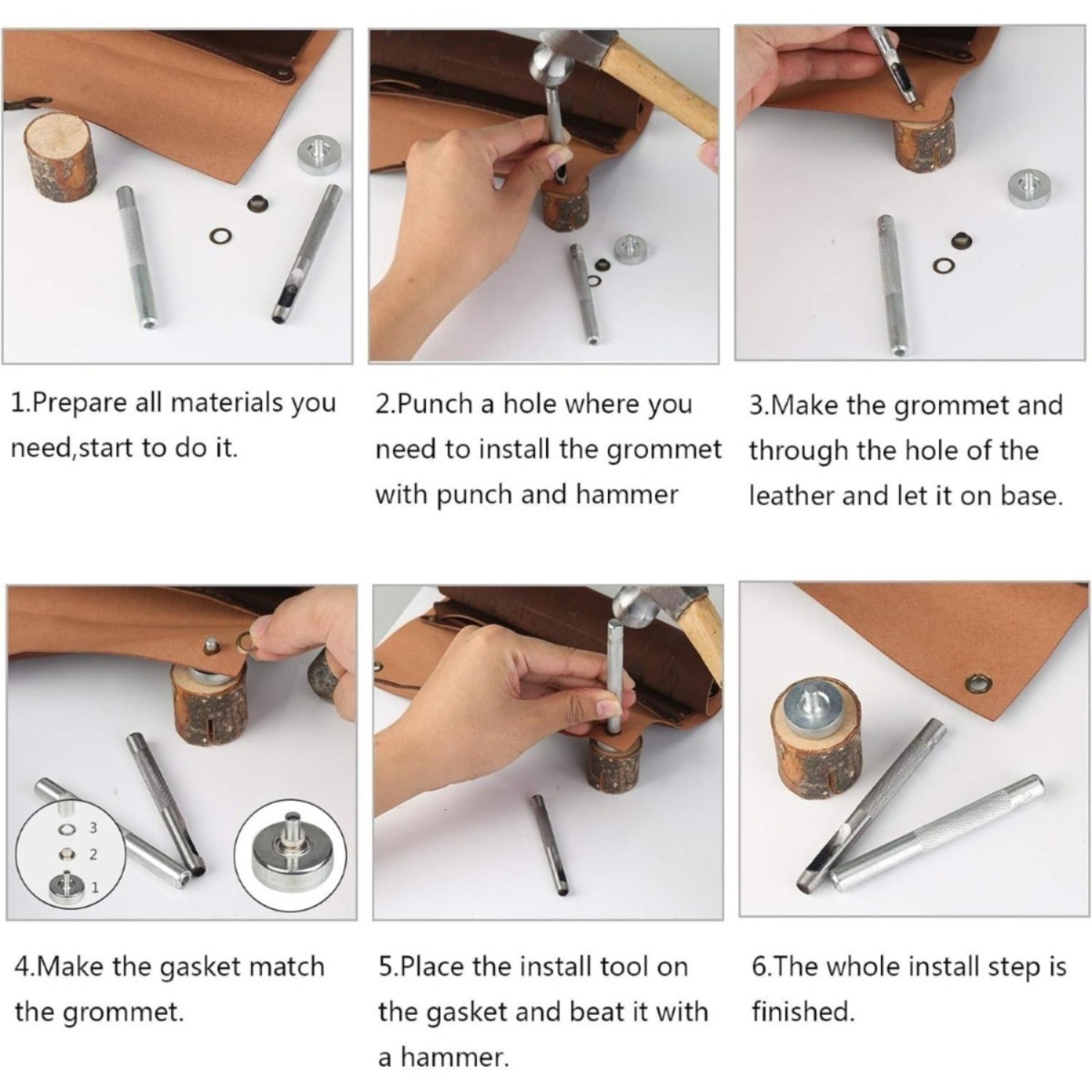 Ensemble de oeillets en métal avec outil d'installation – 100 oeillets de différentes tailles – Eyelet complet K