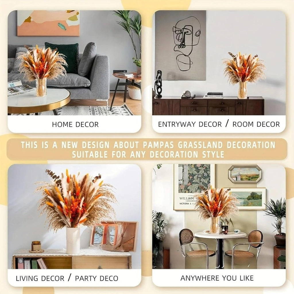 Décor saisonnier - 110-Piece Ensemble de fleurs artificielles d'automne: naturel Pampas Grass Decor