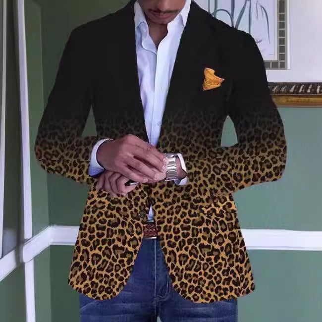 Blazer occasionnel léger à impression plaquée