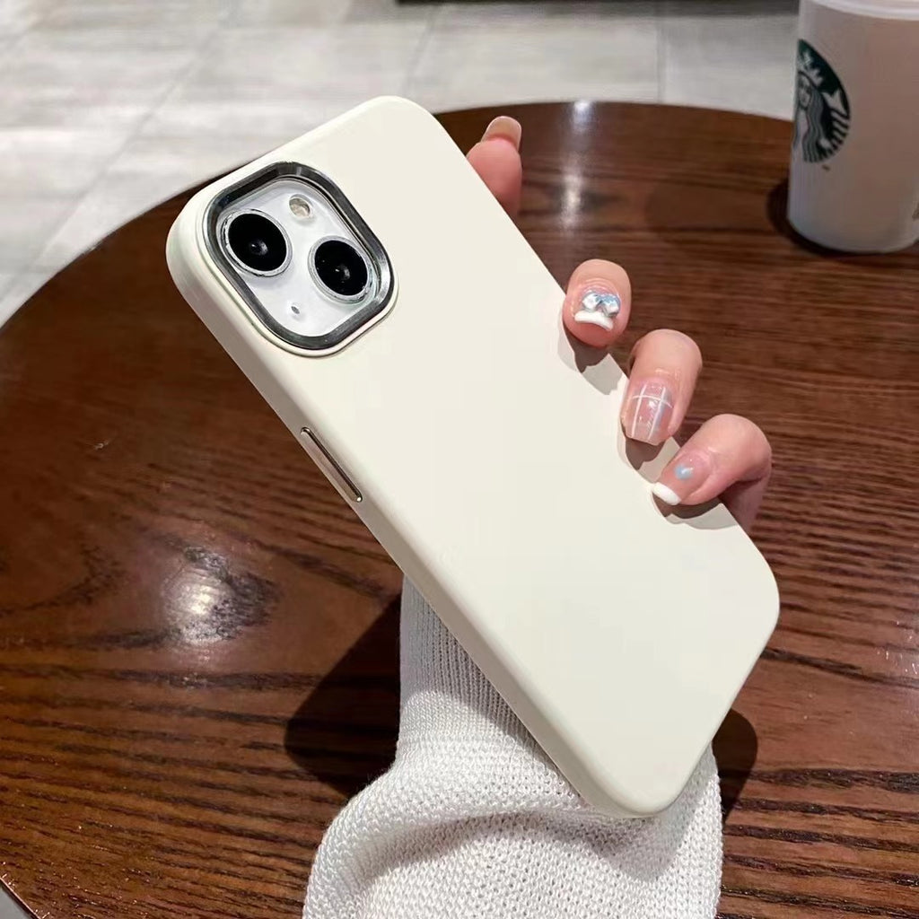 Boîtier de téléphone en métal silicone liquide de couleur pleine couverture