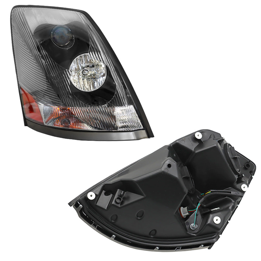Pour Volvo VNL 2004-2017 Semi Truck Black Projector Halogen Headlight Driver gauche