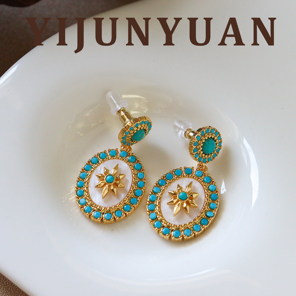 Boucles d'oreilles Star Turquoise rétro de style court