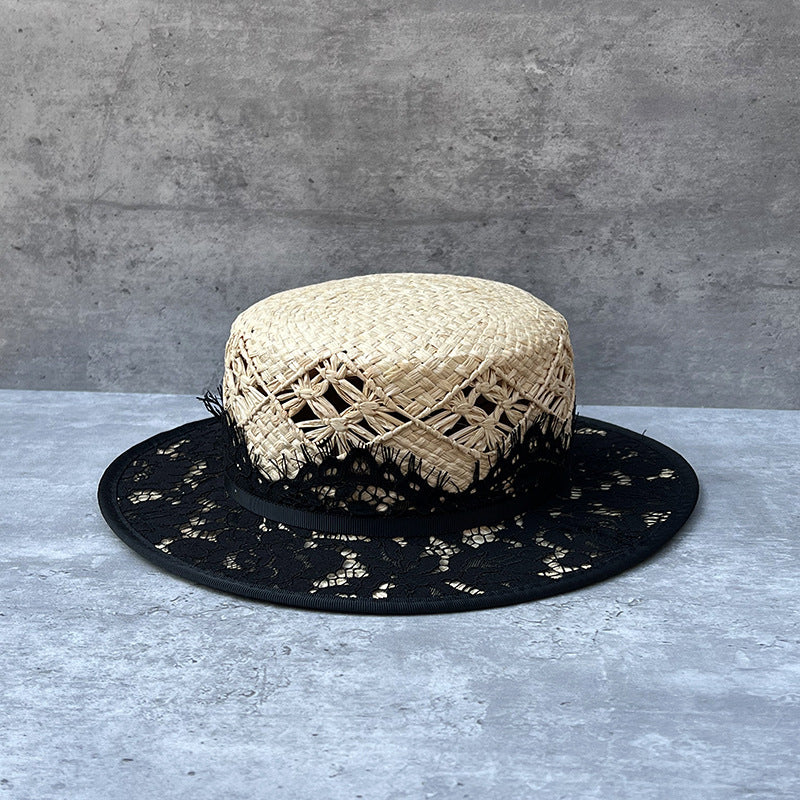 Handmade Raffia Vintage Lace Sun Hat