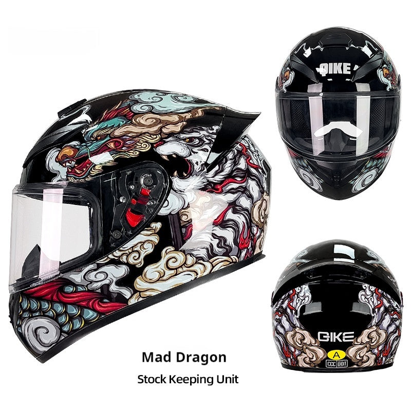 Hiver Personnalité Casque de moto Quatre saisons Knight Bluetooth Locomotive Plein visage