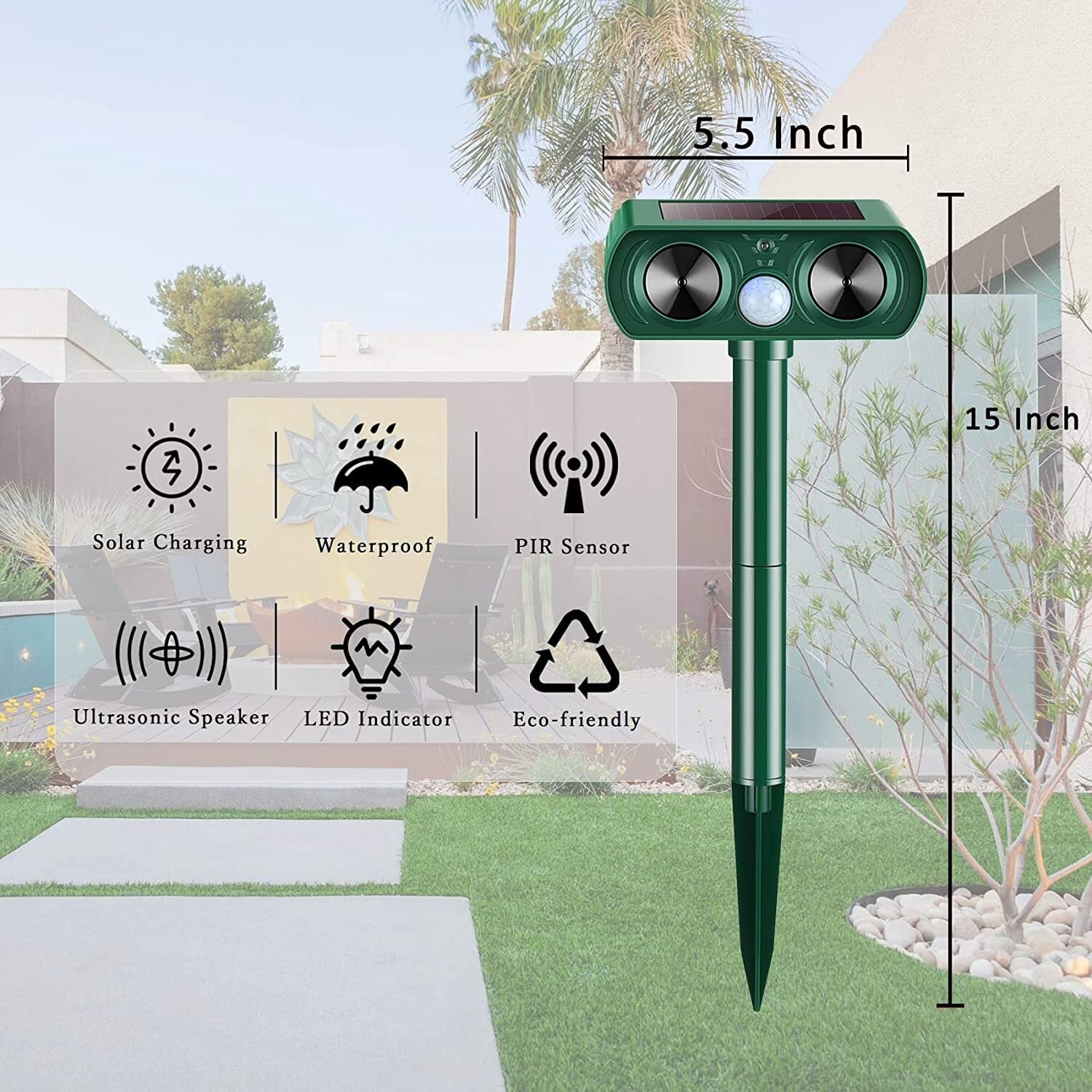 Électronique solaire chat chien Repeller Fox Pest Repeller Deterrent Repeller Garden UK