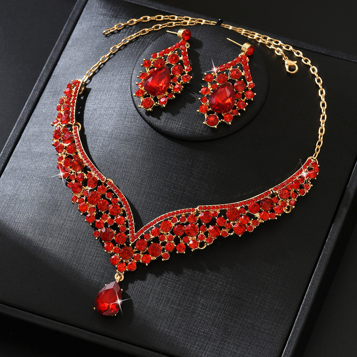 Ensemble de bijoux en cristal exagéré vintage hiver pour femmes