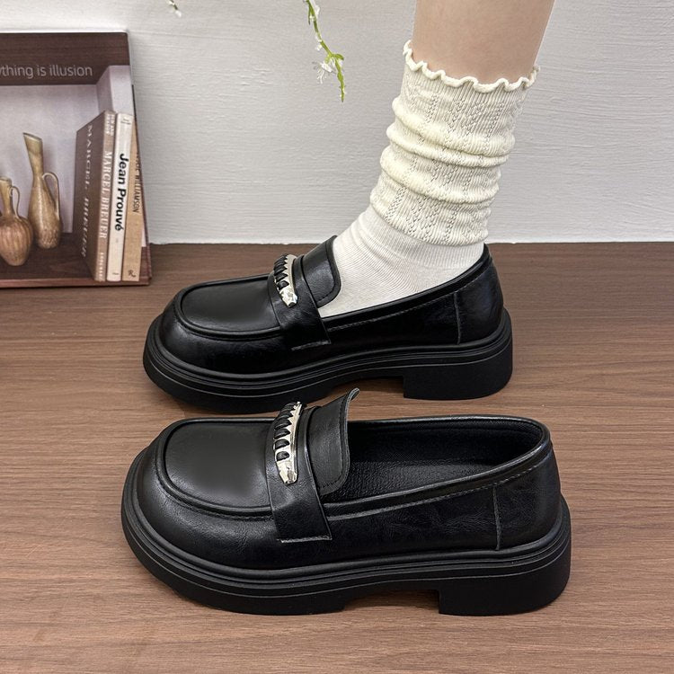 Femmes Platform Loafers Spring Slip On Single Shoes British Style Commuter Versatile JK L