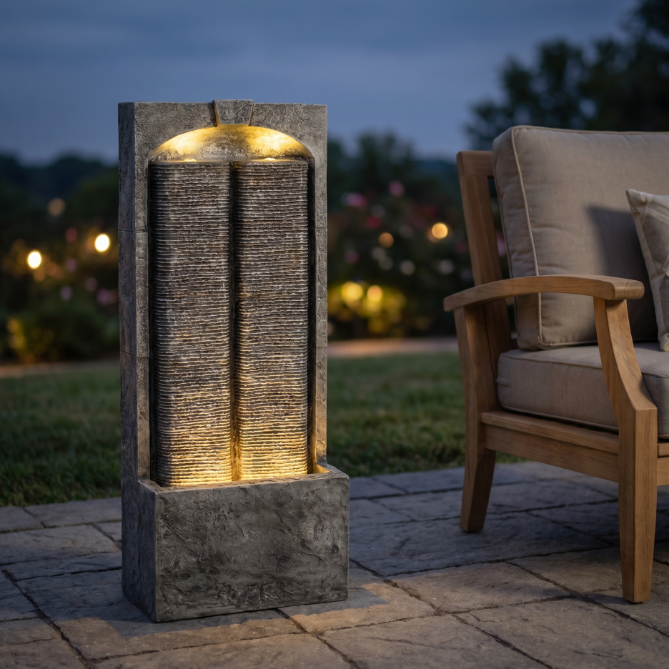 Fontaine d'eau extérieure Cascading LED lumières 39inch H