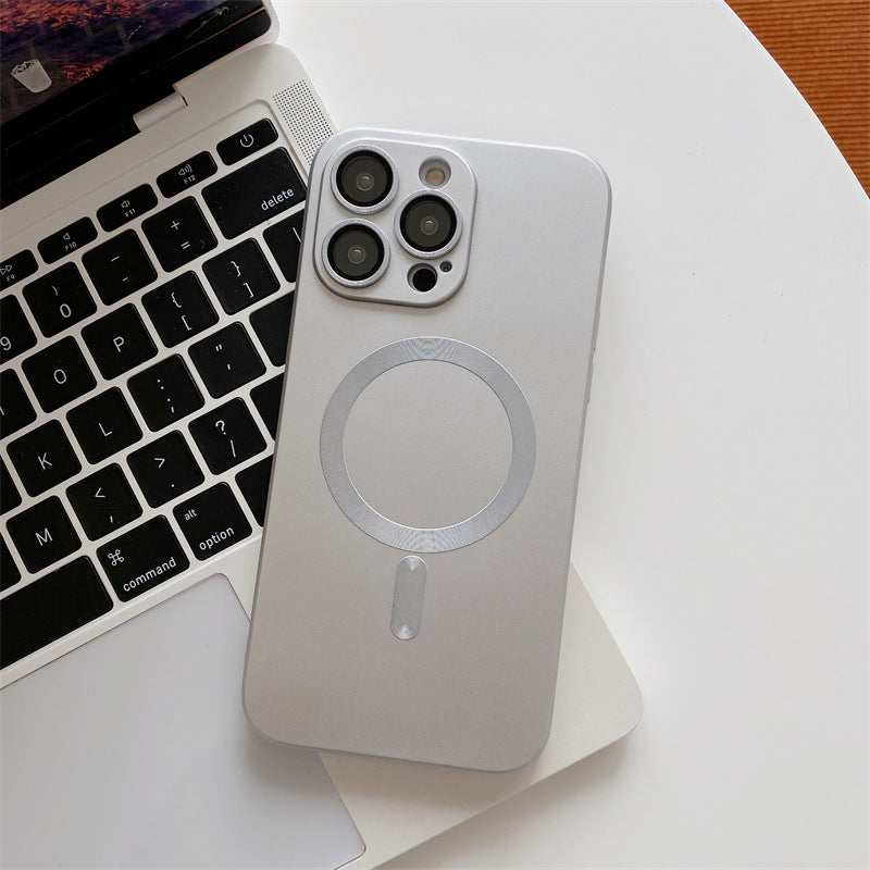 Aspiration magnétique avec boîtier de téléphone portable à électroplaquage de film de lentilles