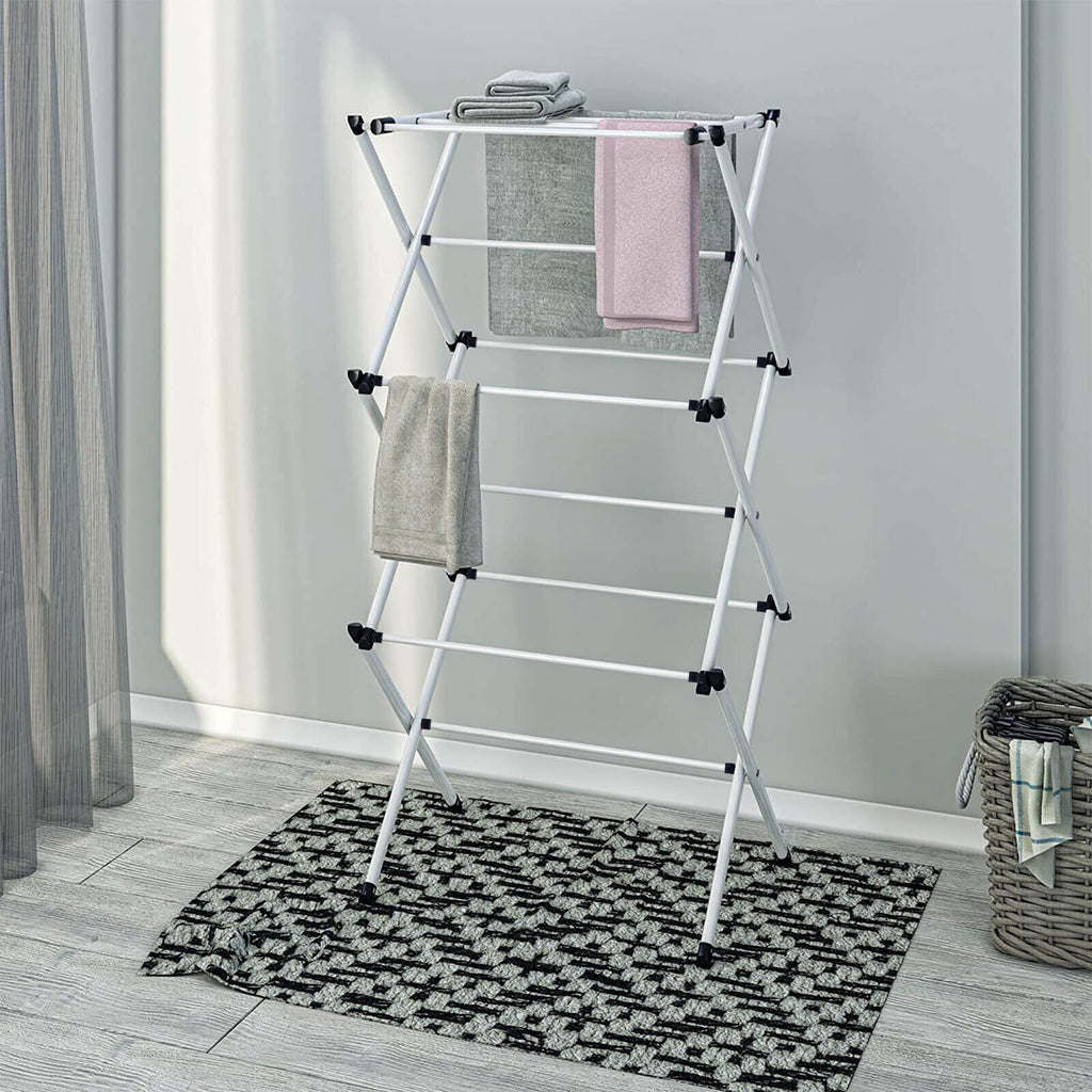 3 niveaux Vêtements Airer Séchoir métal Blanchisserie Cheval Sac de séchage Patio intérieur extérieur