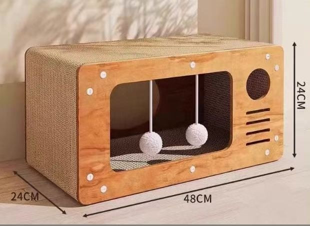 Boîte de chat à simple porte en carton ondulé