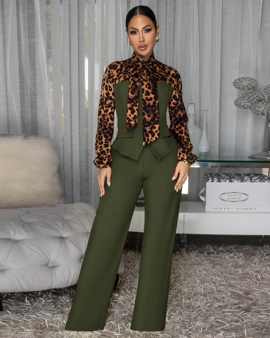 Pantalon élégant et en dentelle Pantalon à large jambe