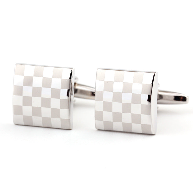 Chemise française en Plaid carré Men's Cufflinks Cufflink