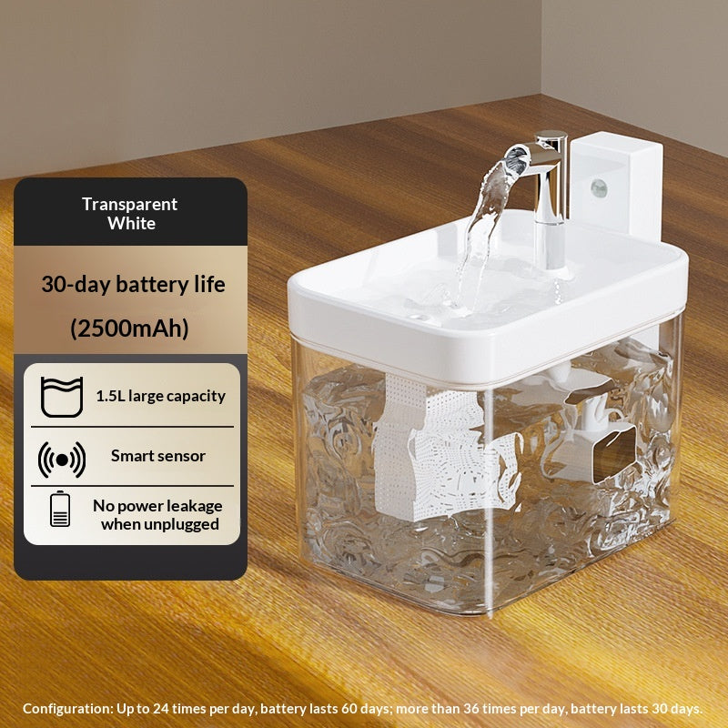 Fontaine d'eau de chat Capteur sans fil Fontaine d'eau intelligente pour animaux