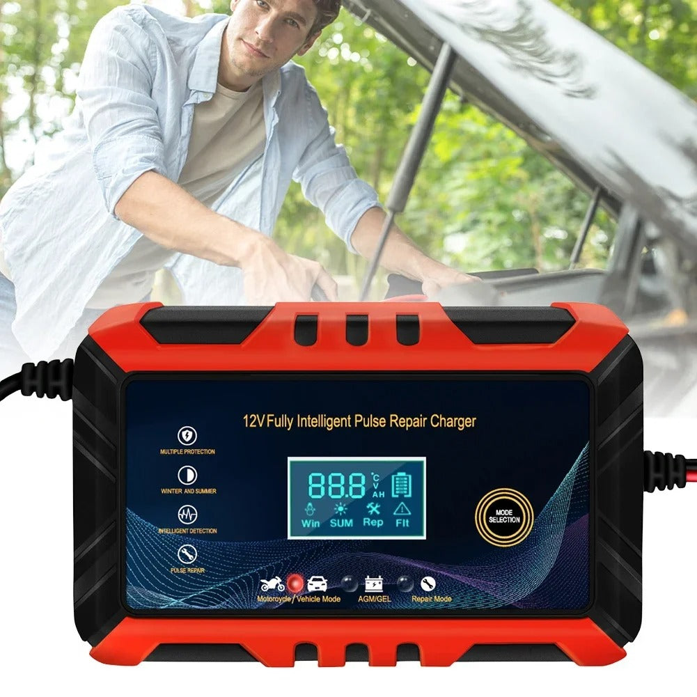 Chargeur de batterie de voiture 12V 6A Pulse Réparation LCD Chargeur de batterie automatique intelligent GEL Le