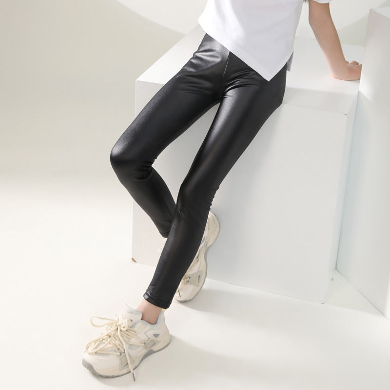 Pantalons en cuir mince pour enfants minces