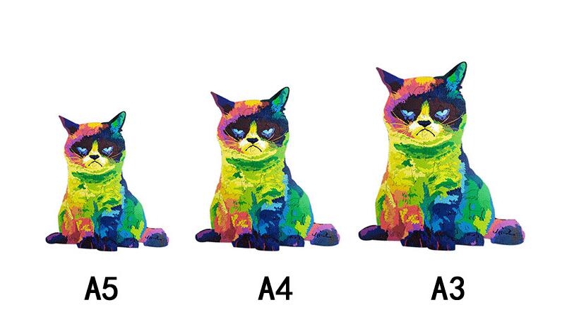 Irrégulier Chat arc-en-ciel Inconfortable Chat bois Puzzle Conseil Jouet de développement de l'intelligence