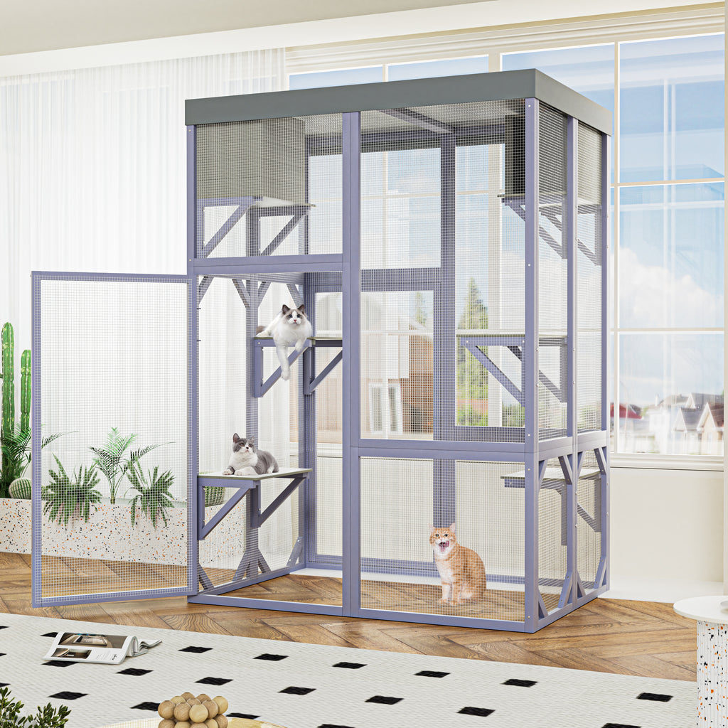 Catio extérieur en bois Boîtier multifonctionnel pour chats