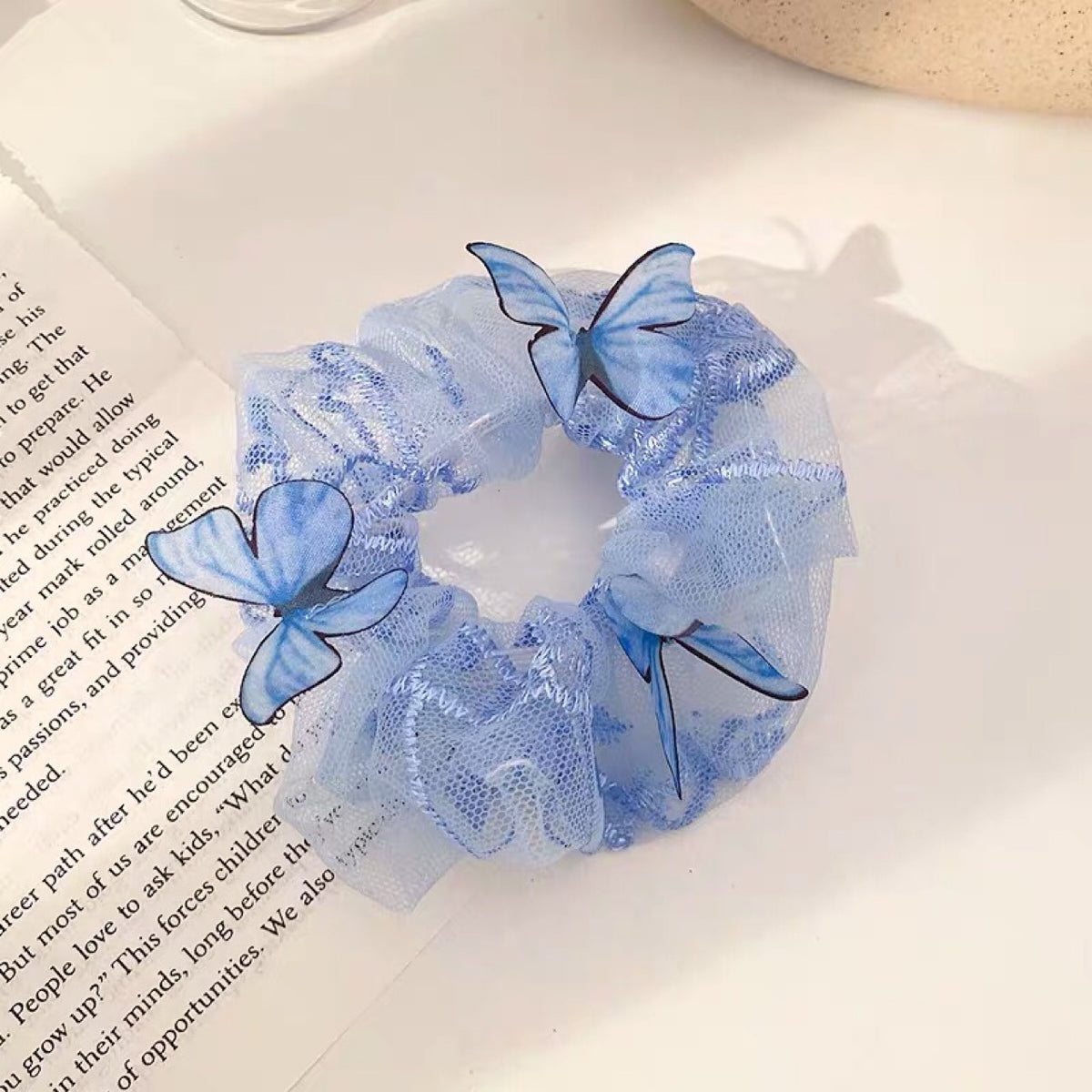 Accessoires de Cheveux de Butterfly pour femmes Mesh Pig Intestine Ring