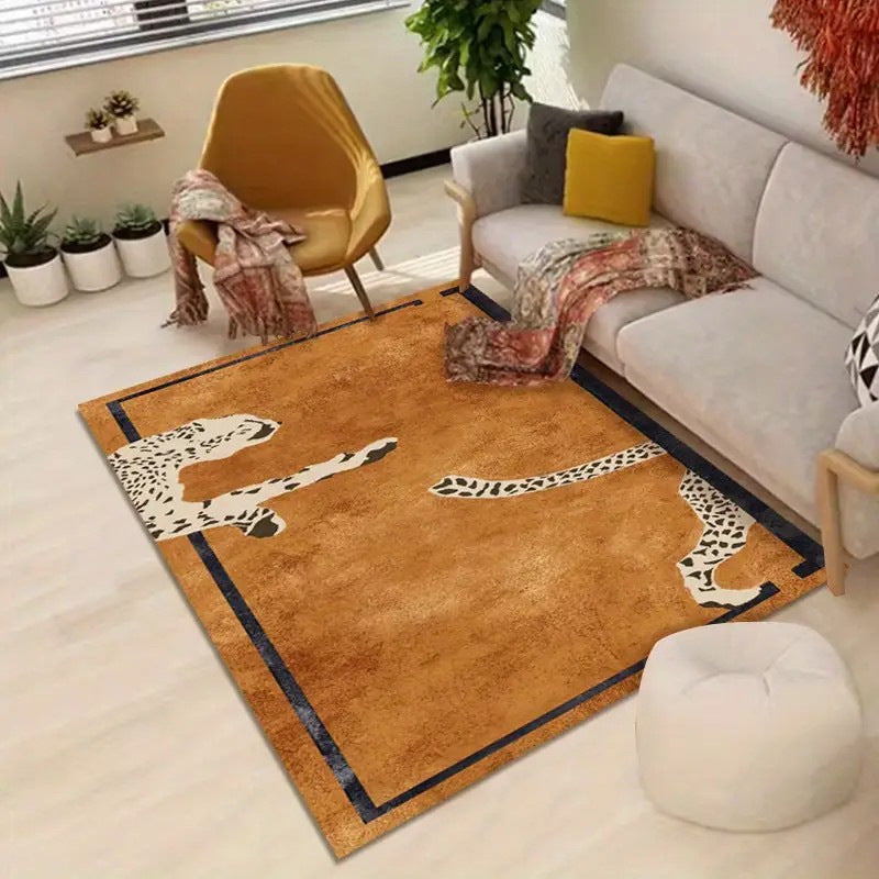 Tapis de velours en cristal retro Léopard américain